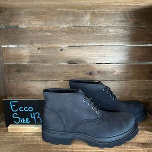 New Mens Ecco Grainer Black Suede Comfort Ankle Chukka  Boots Size 43 US 9-9.5 M
